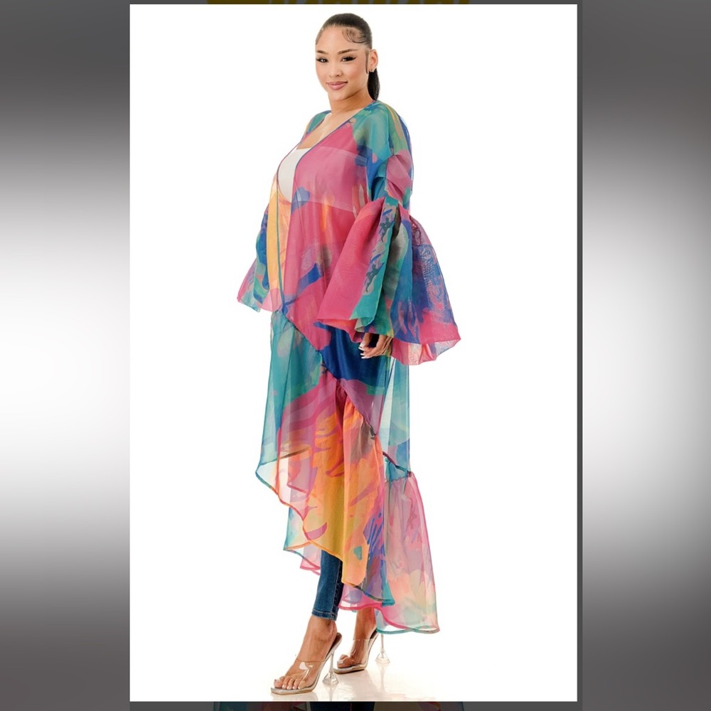 Colorful Sheer Maxi Cardigan - Picture 3 of 3